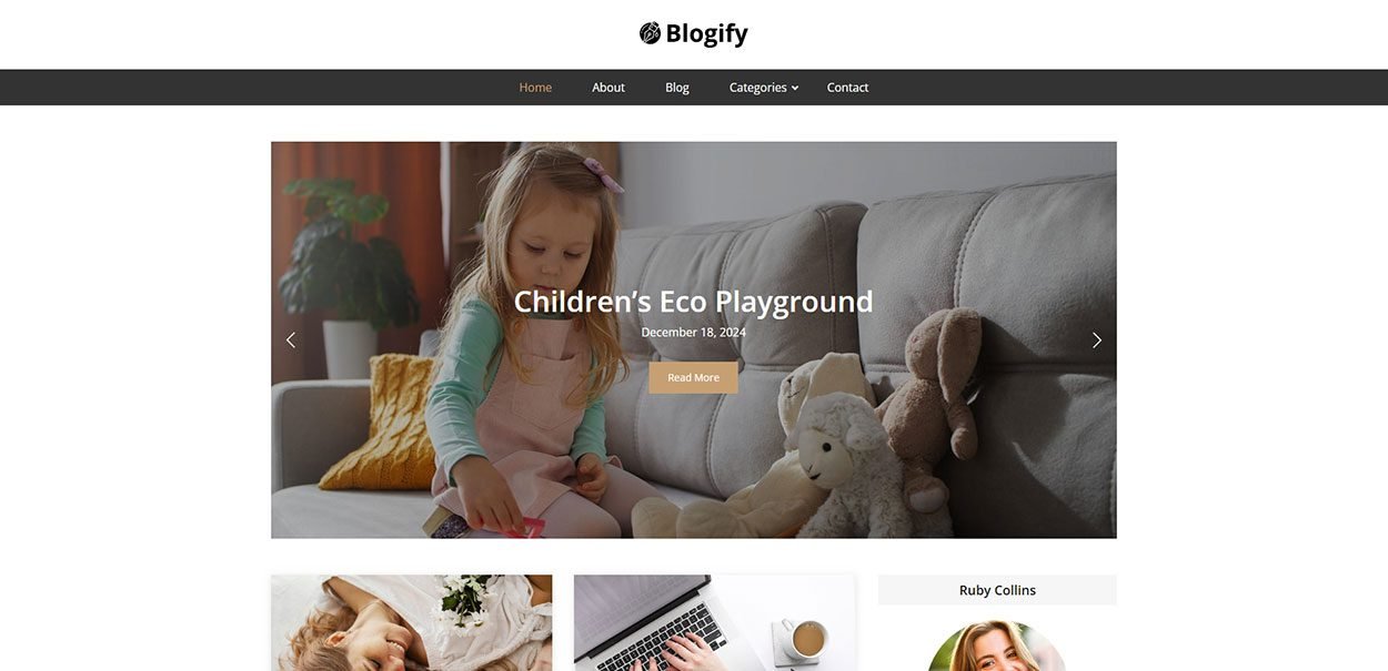 demo personal blog elementor template